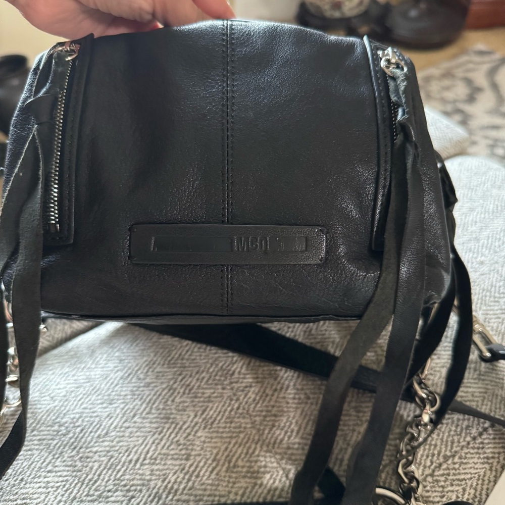 Alexander McQueen Black Leather Crossbody Bag mini hobo - Picture 10 of 14